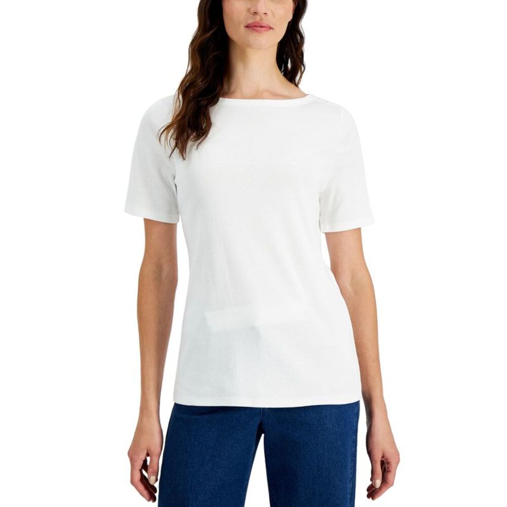 Charter Club Cotton Boat-Neck Top